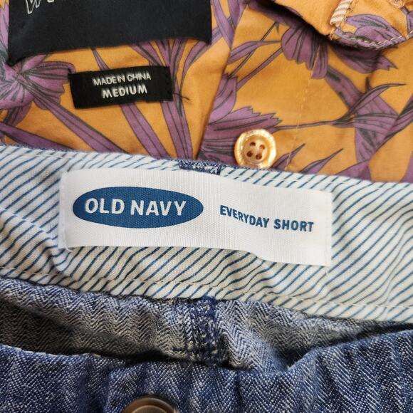 Old Navy Everyday Short Mid Rise Linen Cotton Blend Chambray Blue Plus Size 14 - Picture 6 of 9